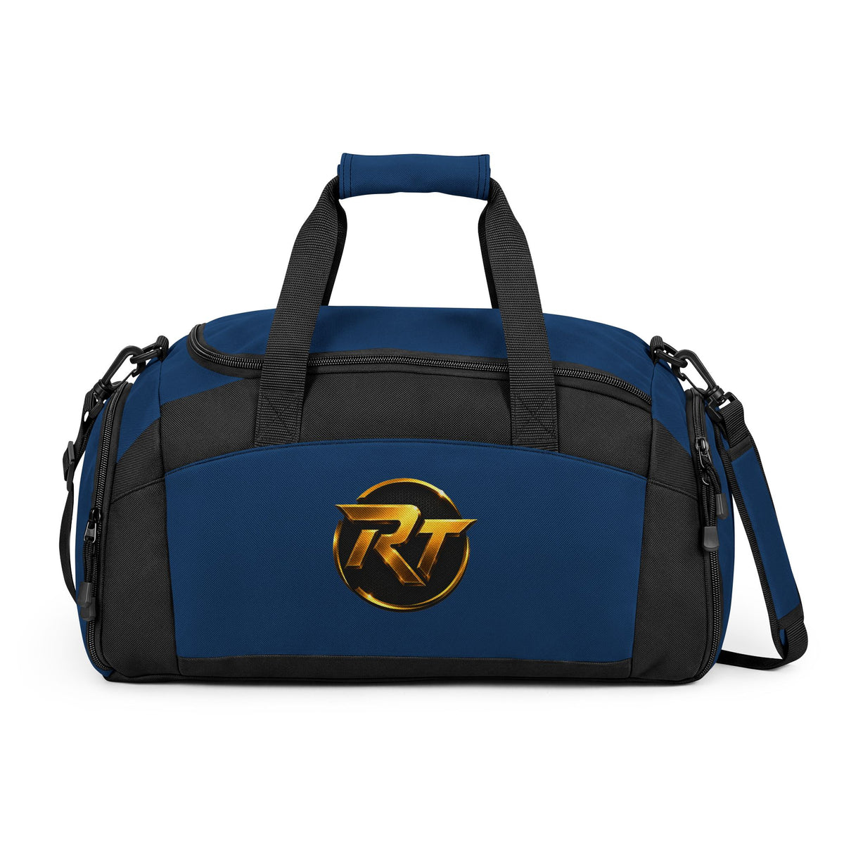 Gold Monogram RT Logo Gym Bag | Personalized Sports Duffel