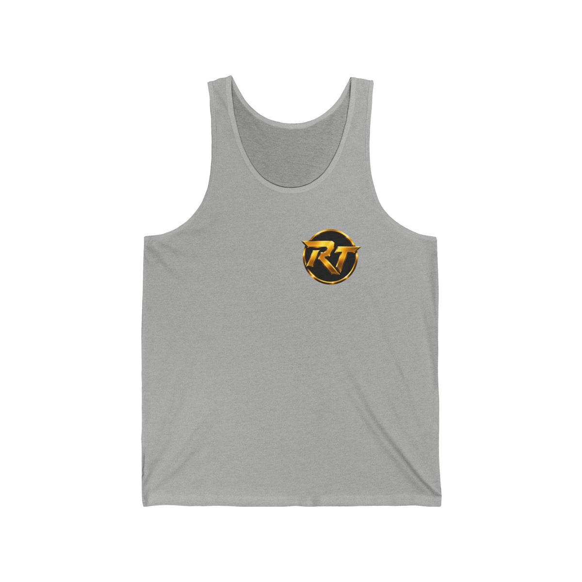 Gold RT Logo Tank | Minimal Chest Emblem, Athletic Sleeveless Top