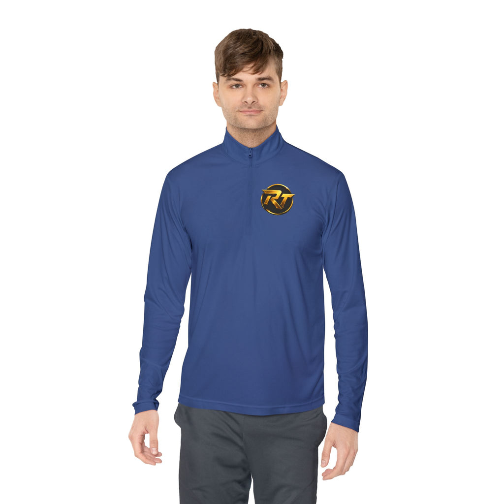 RT Circle Logo Quarter Zip | Minimal Crest Pullover, Embroidered Chest