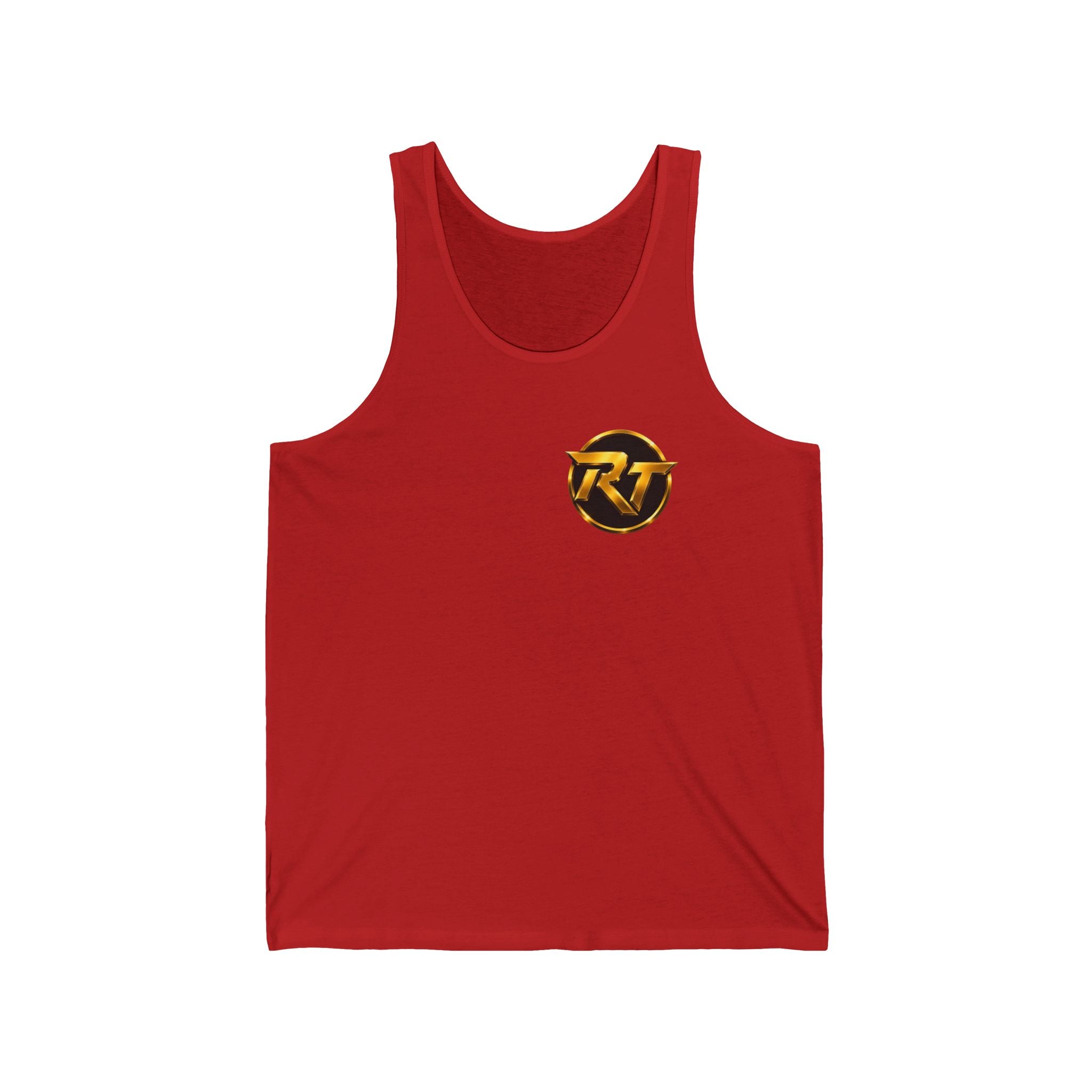 Gold RT Logo Tank | Minimal Chest Emblem, Athletic Sleeveless Top