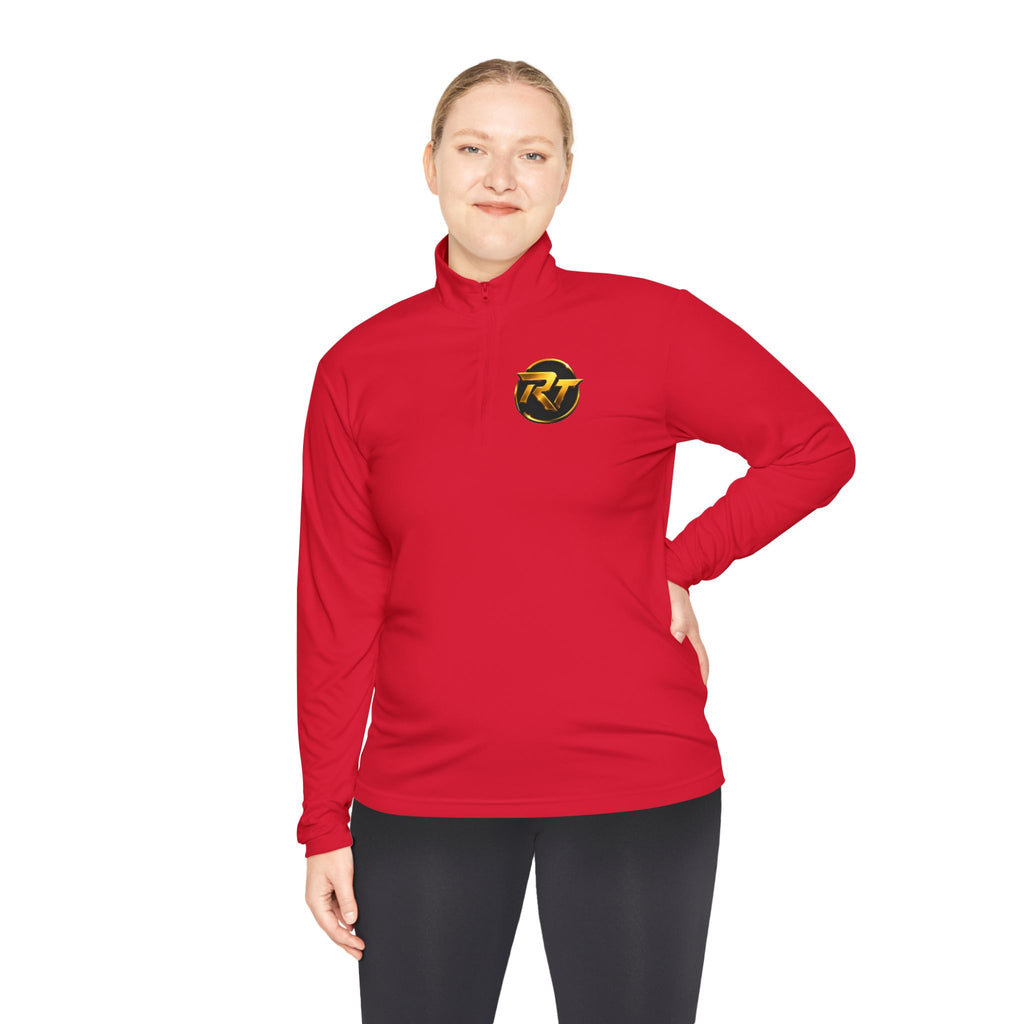 RT Circle Logo Quarter Zip | Minimal Crest Pullover, Embroidered Chest