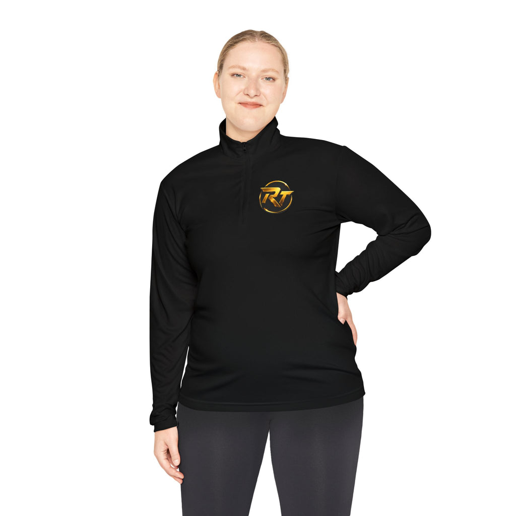 RT Circle Logo Quarter Zip | Minimal Crest Pullover, Embroidered Chest