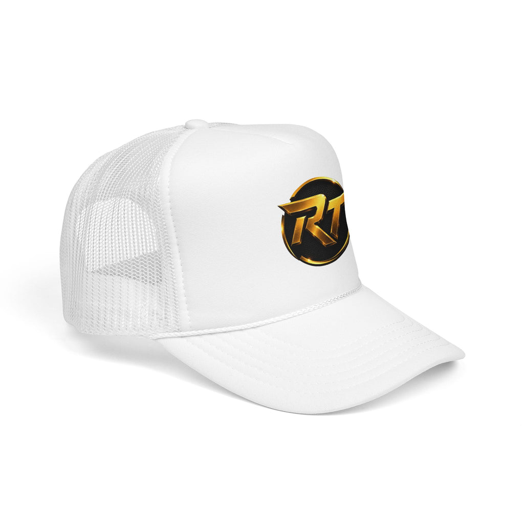 Gold RT Logo Trucker Hat | Metallic Monogram Foam Trucker Hat