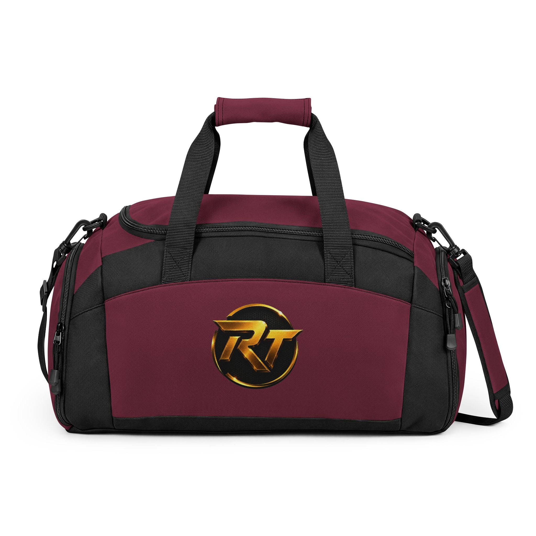 Gold Monogram RT Logo Gym Bag | Personalized Sports Duffel