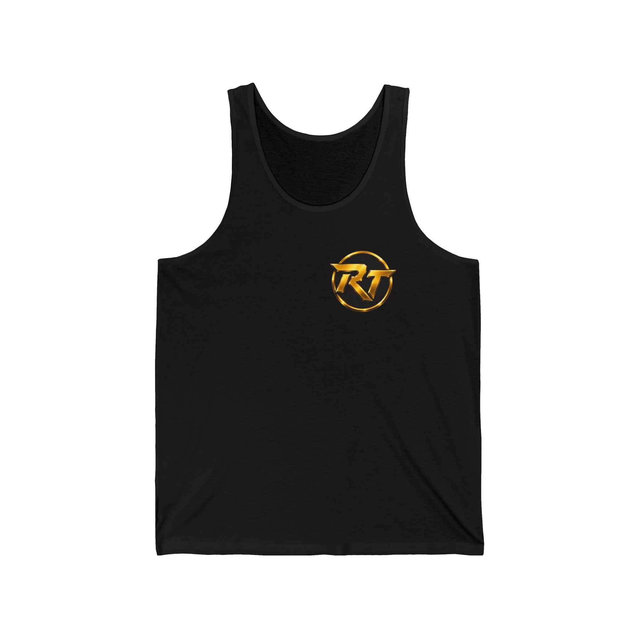 Gold RT Logo Tank | Minimal Chest Emblem, Athletic Sleeveless Top