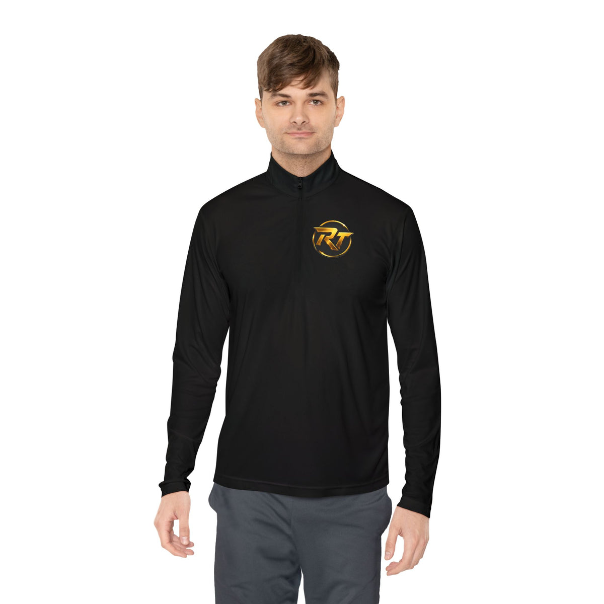 RT Circle Logo Quarter Zip | Minimal Crest Pullover, Embroidered Chest
