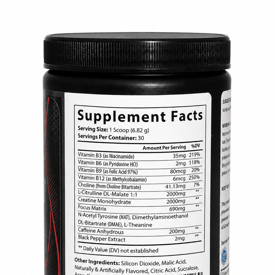 Pre-Workout Fruit Punch – Explosive Energy – 30 Servings