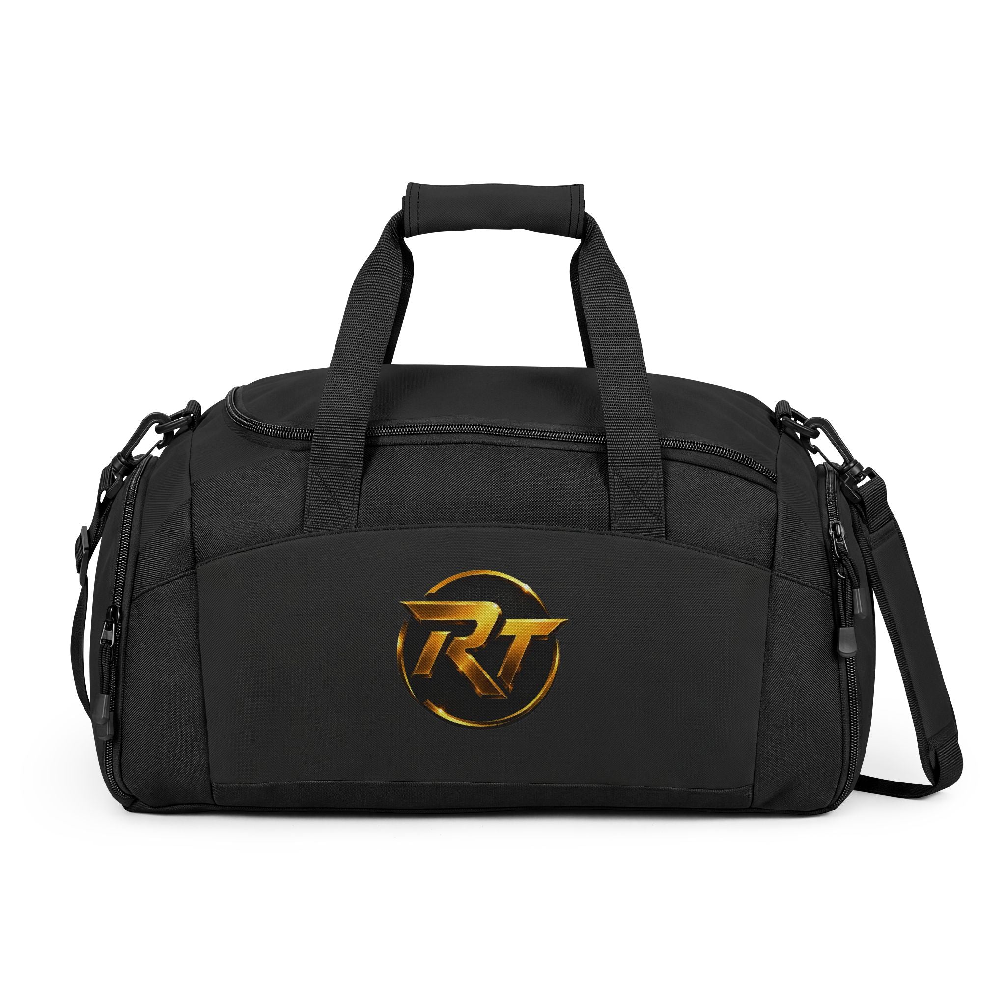 Gold Monogram RT Logo Gym Bag | Personalized Sports Duffel