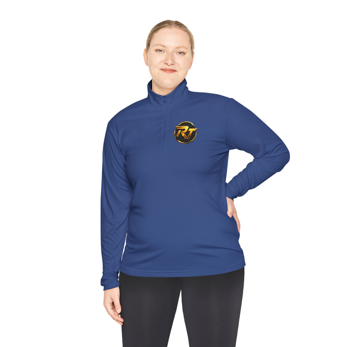 RT Circle Logo Quarter Zip | Minimal Crest Pullover, Embroidered Chest