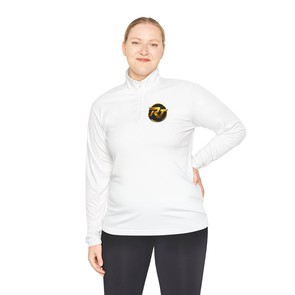 RT Circle Logo Quarter Zip | Minimal Crest Pullover, Embroidered Chest