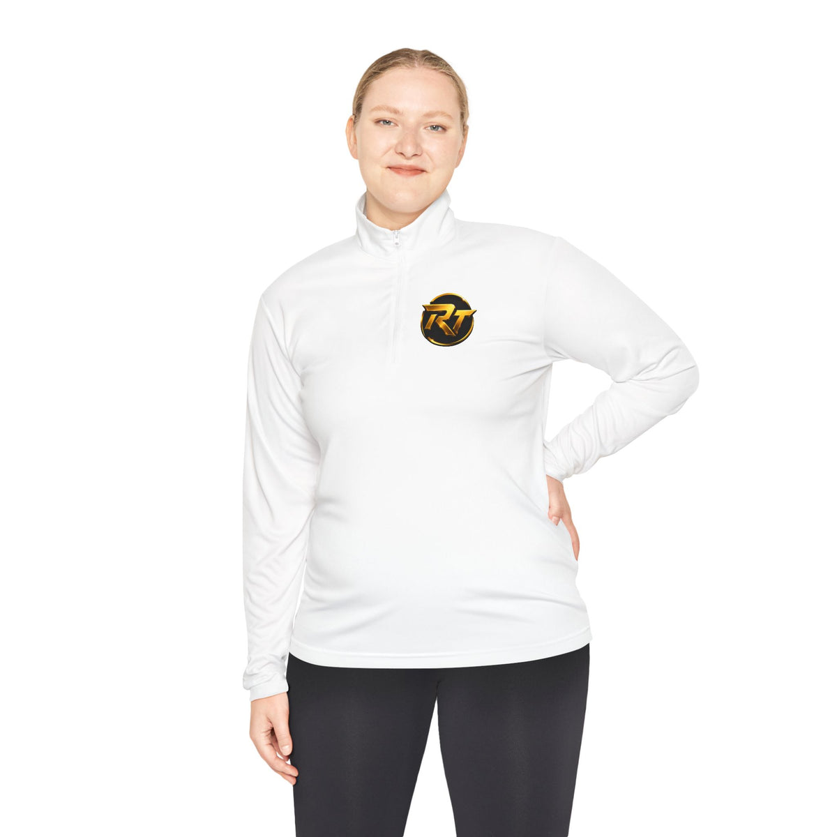 RT Circle Logo Quarter Zip | Minimal Crest Pullover, Embroidered Chest