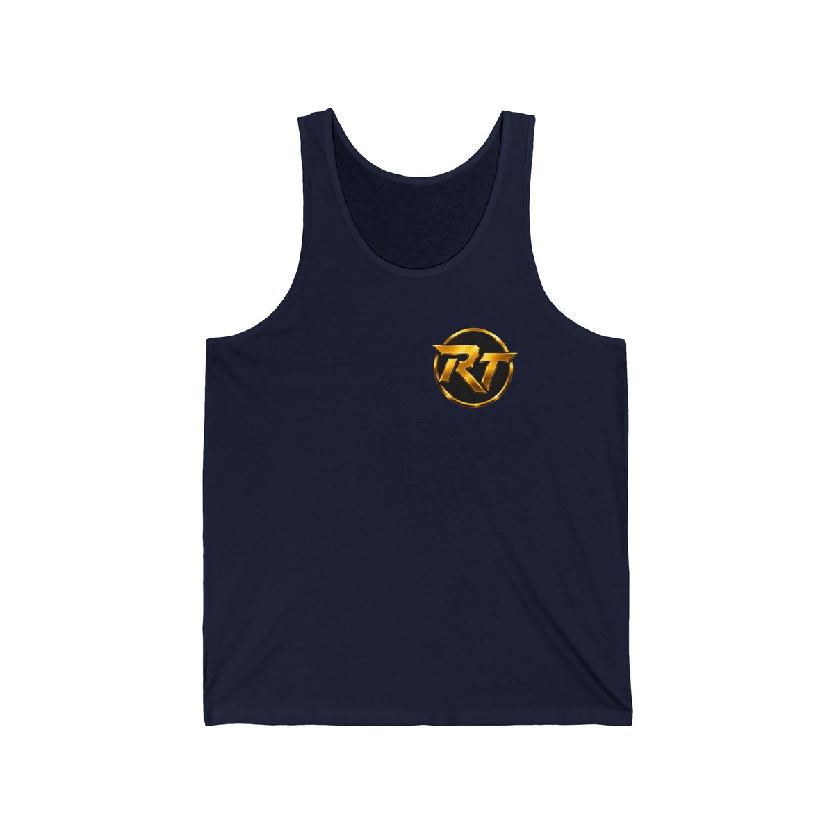 Gold RT Logo Tank | Minimal Chest Emblem, Athletic Sleeveless Top