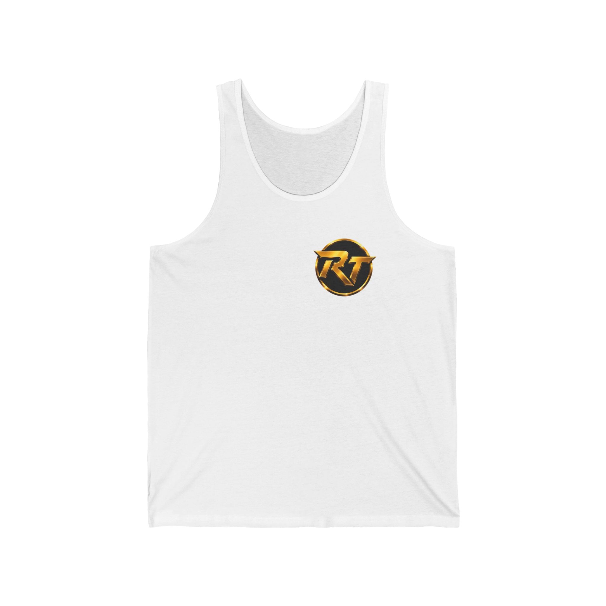 Gold RT Logo Tank | Minimal Chest Emblem, Athletic Sleeveless Top