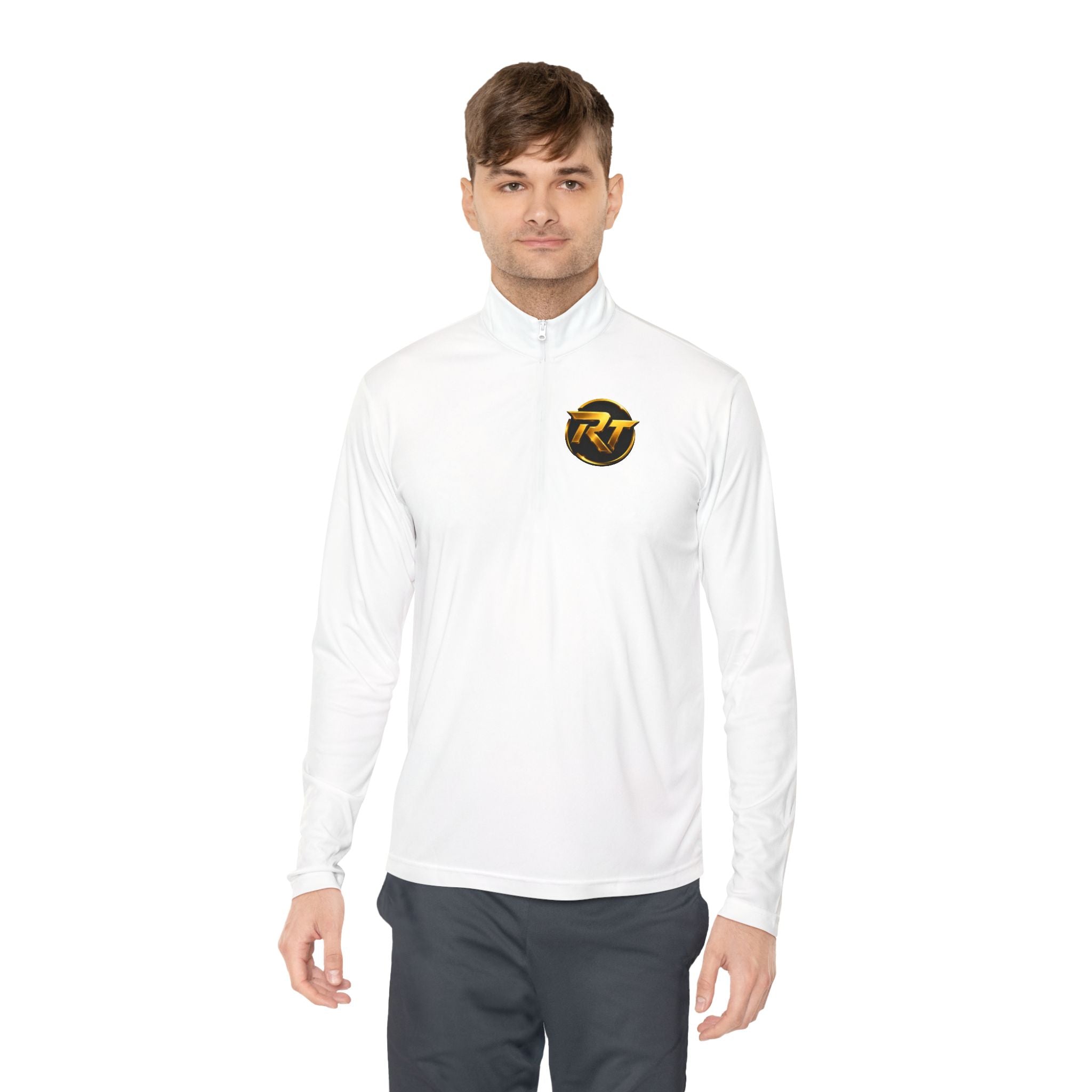 RT Circle Logo Quarter Zip | Minimal Crest Pullover, Embroidered Chest