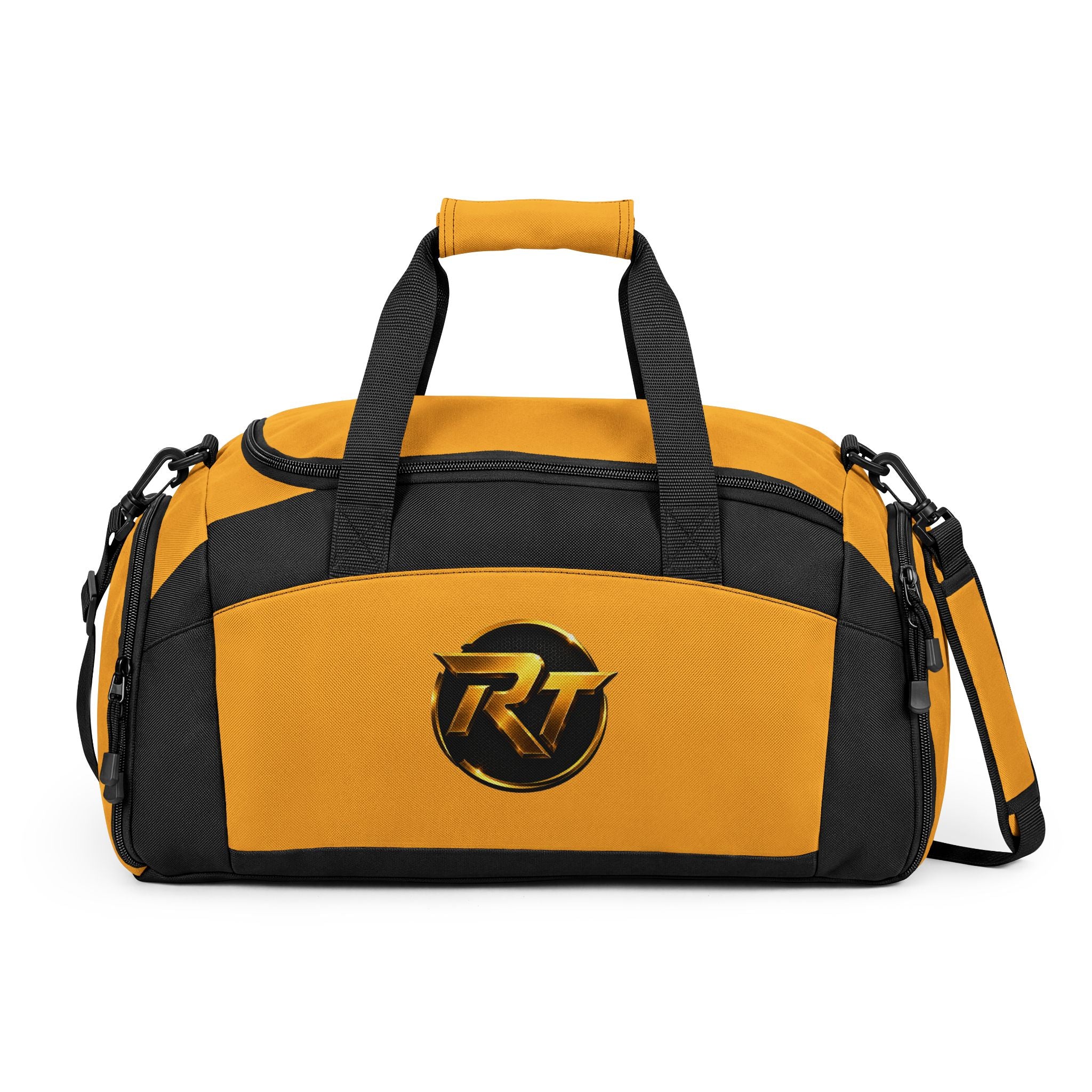 Gold Monogram RT Logo Gym Bag | Personalized Sports Duffel
