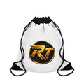 Gold RT Logo Drawstring Bag | Monogram Emblem Gym Sack