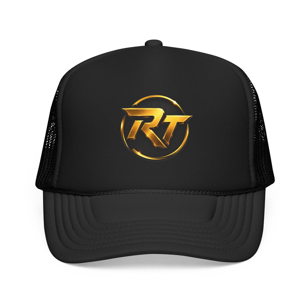 Gold RT Logo Trucker Hat | Metallic Monogram Foam Trucker Hat