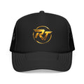 Gold RT Logo Trucker Hat | Metallic Monogram Foam Trucker Hat