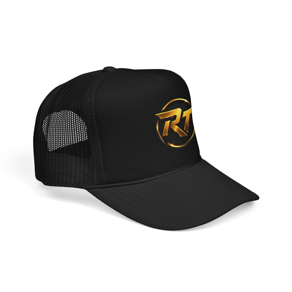 Gold RT Logo Trucker Hat | Metallic Monogram Foam Trucker Hat