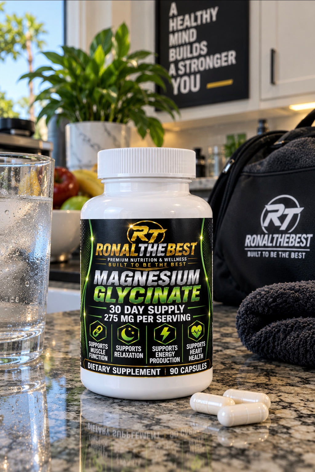 Ronalthebest Magnesium Glycinate 275 mg – 90 Capsules – 30 Day Supply – Dietary Supplement